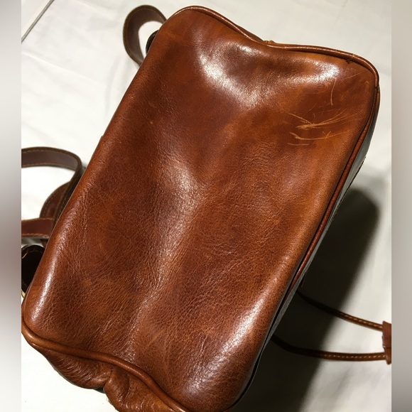 I Medici Firenze Italy Whiskey Brown Leather Rucksack Backpack Flap Buckle Snap - Picture 11 of 15